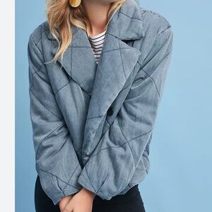 Anthropologie Hinto Jacket • Quilted Denim Look • Women’s XL • Oversized